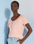 T-shirt col rond manches courtes uni coton (pêche)