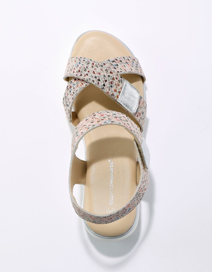 Sandales compensées scratchées en cuir à ouverture totale - imprimé (multicolore) Sandales compensées scratchées en cuir à ouverture totale - imprimé (multicolore)