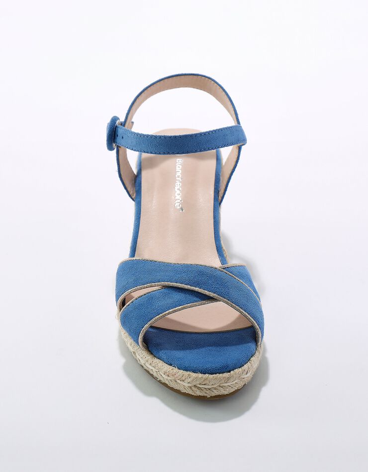 Sandales compensées corde à bout ouvert et boucle métal (bleu) Sandales compensées corde à bout ouvert et boucle métal (bleu)