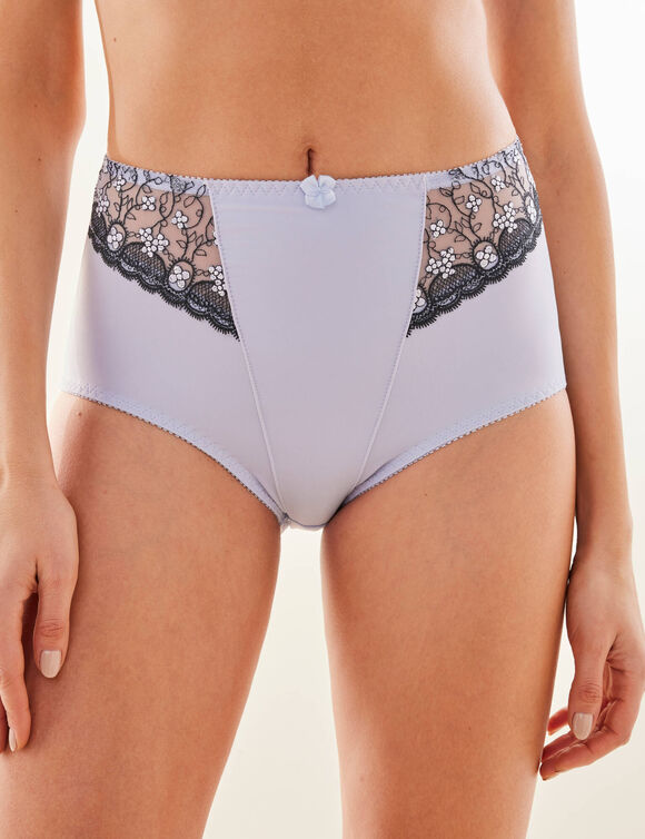 Gainette microfibre tulle brodé Caminata (bleuet)