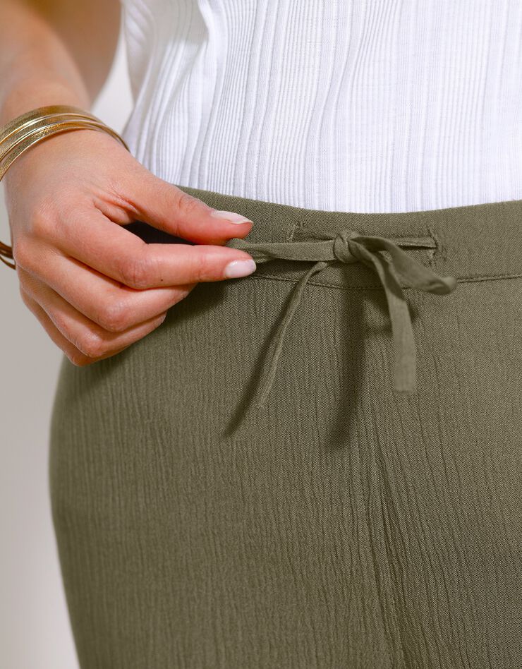 Pantalon droit crépon uni (kaki) Pantalon droit crépon uni (kaki)