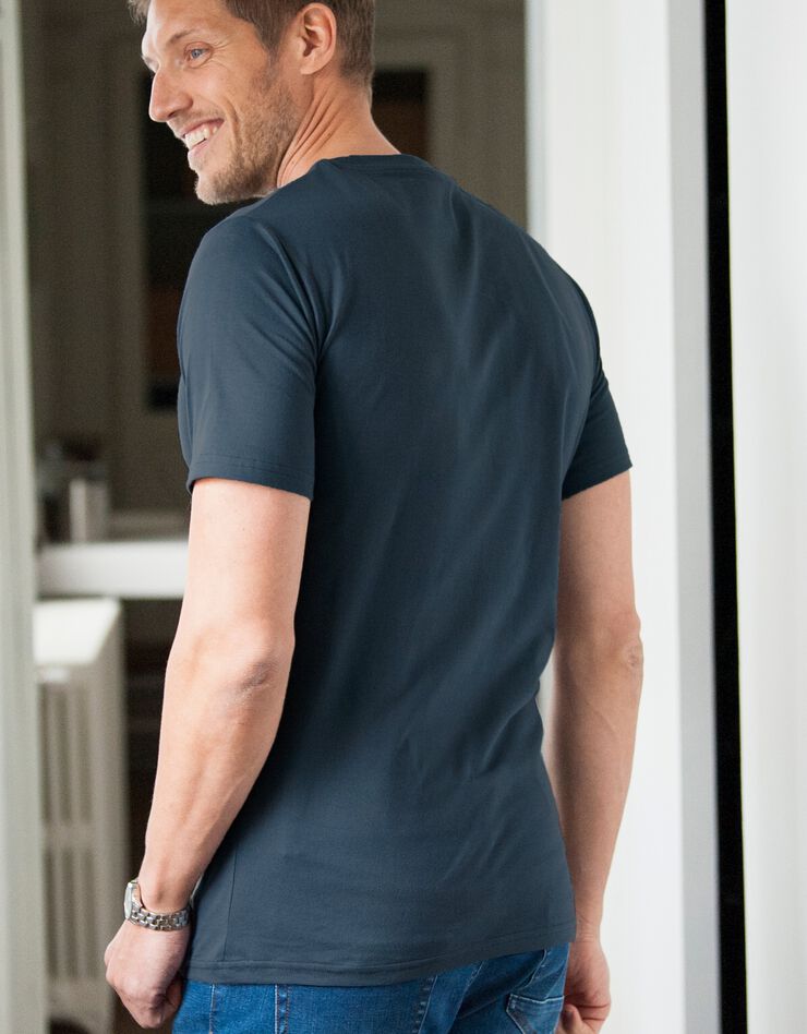Tee-shirt col rond manches courtes - lot de 3 (bordeaux + marine + bleu) Tee-shirt col rond manches courtes - lot de 3 (bordeaux + marine + bleu)