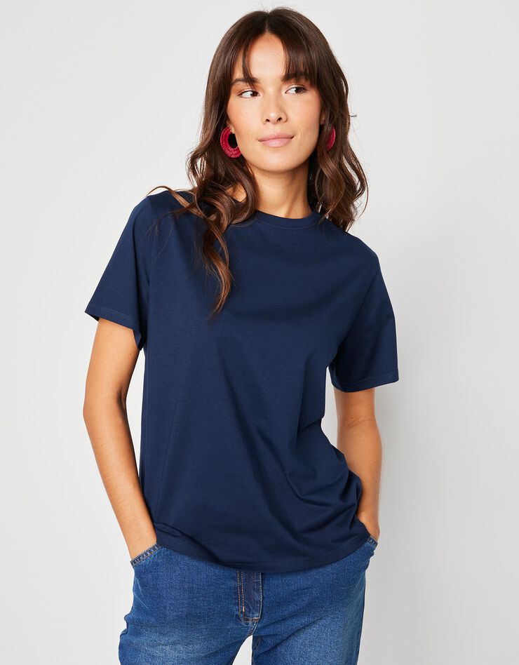 Tee-shirt "loose" en coton, uni (marine) Tee-shirt "loose" en coton, uni (marine)