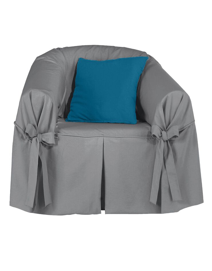 Housse bachette coton uni nouettes fauteuil canapés (gris perle)