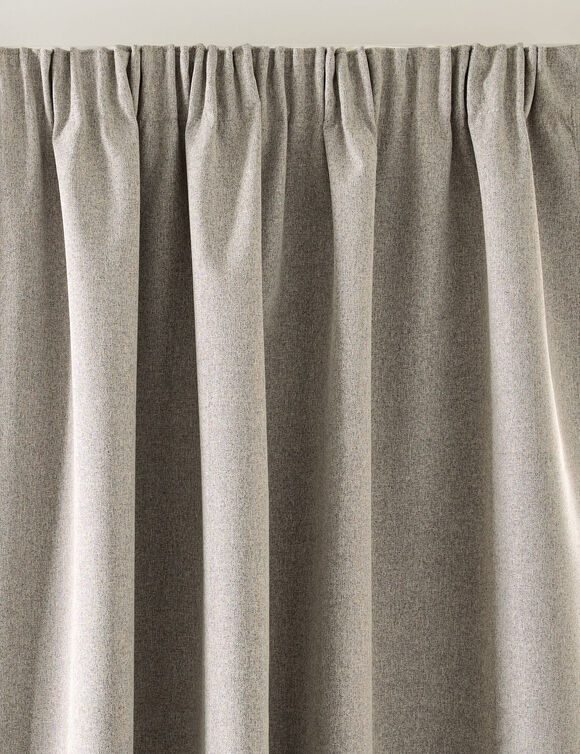 Rideau uni occultant textur&eacute; finition galon fronceur (taupe)