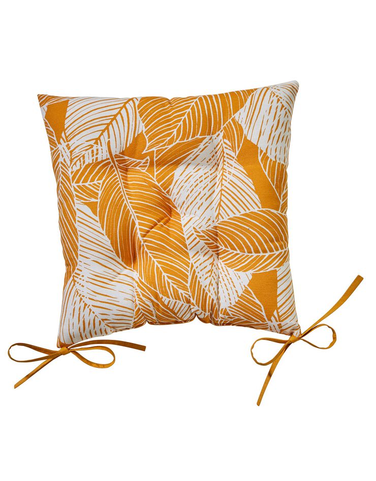 Galette de chaise carrée imprimé feuillage - lot de 2 (jaune)