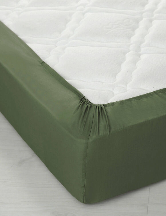 Drap-housse uni coton bonnet 32 cm (eucalyptus)