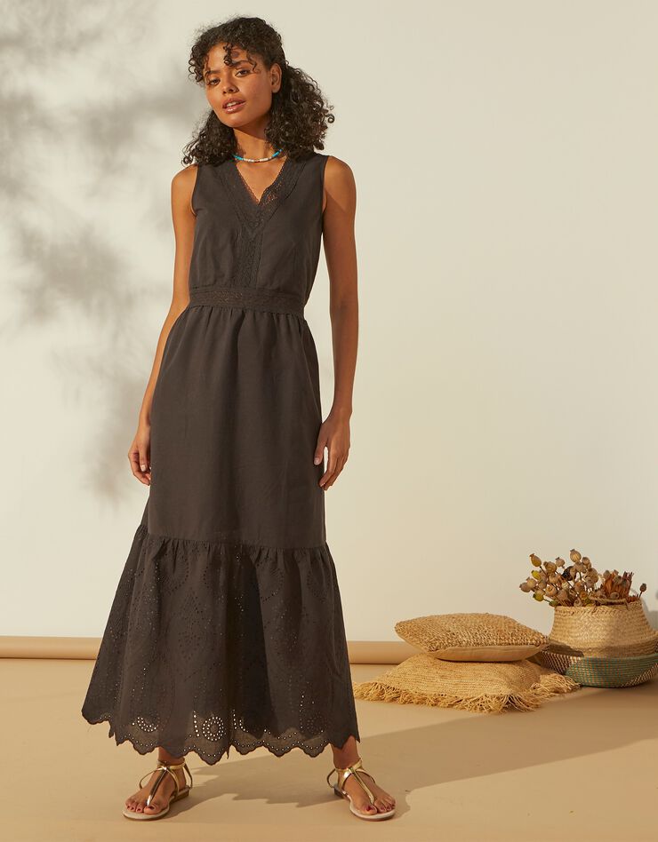 Robe longue, broderie anglaise (noir) Robe longue, broderie anglaise (noir)
