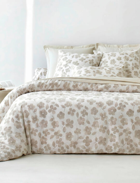 Linge de lit Petunia en flanelle imprim&eacute;e (sable)