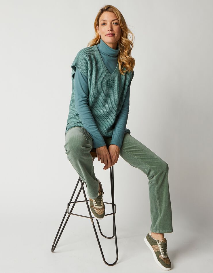 Pull col V manches courtes (vert jade) Pull col V manches courtes (vert jade)