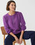 Pull ajour&eacute; col tunisien boutonn&eacute; (violet)