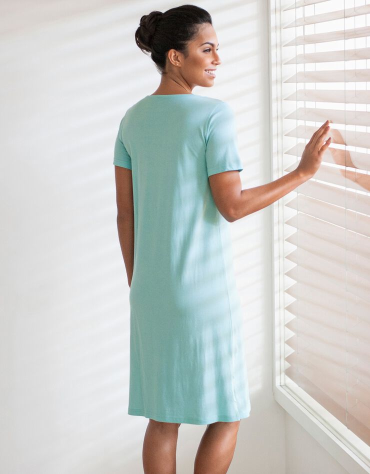 Chemise de nuit courte imprimé chat - lot de 2 (céladon / bleu) Chemise de nuit courte imprimé chat - lot de 2 (céladon / bleu)
