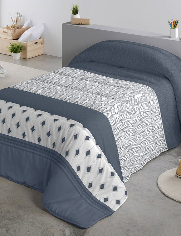 Couette microfibre rayures de motifs 200 g/m² (bleu)