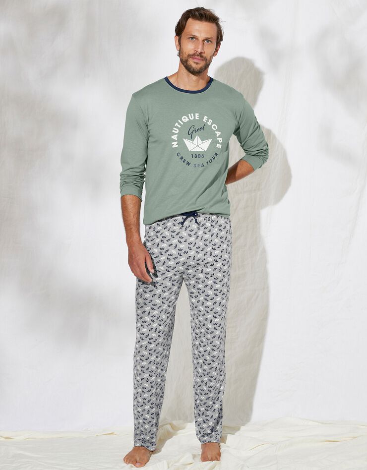 Pantalon pyjama imprimé (gris / marine) Pantalon pyjama imprimé (gris / marine)