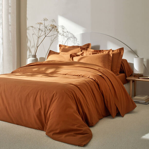 Linge de lit uni coton (châtaigne)