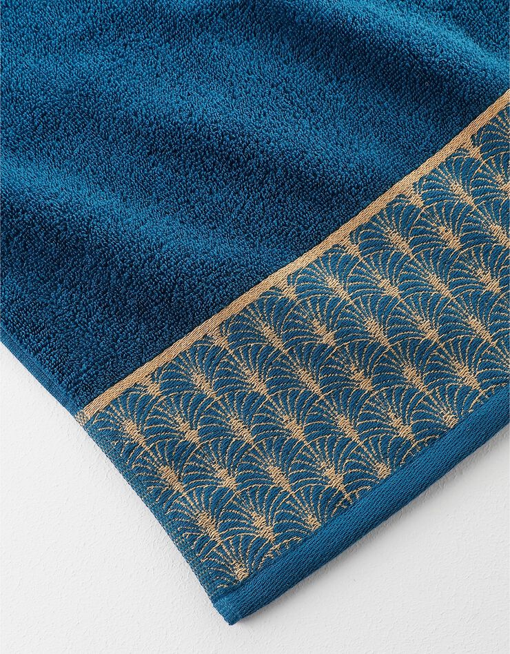 Éponge coton tissé "arches" - 420g/m² (bleu paon) Éponge coton tissé "arches" - 420g/m² (bleu paon)