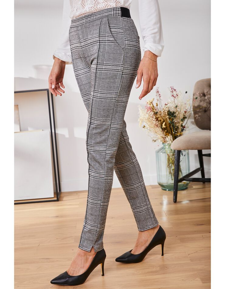 Pantalon en maille imprimé carreaux (noir / gris) Pantalon en maille imprimé carreaux (noir / gris)