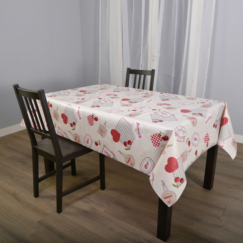 Nappe Ronde En Toile Cirée Rouge Cerise - Diamètre 160 Cm - Marque Paris Prix - PVC Imprimé