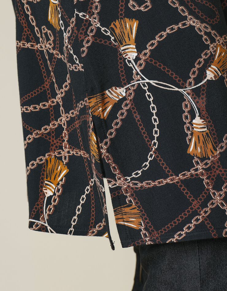 Tunique longue imprimé foulard (noir / caramel)