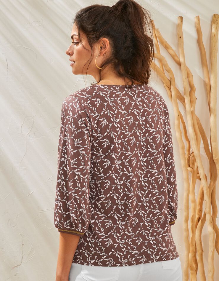 Tee-shirt manches 3/4 imprimé bicolore (taupe) Tee-shirt manches 3/4 imprimé bicolore (taupe)