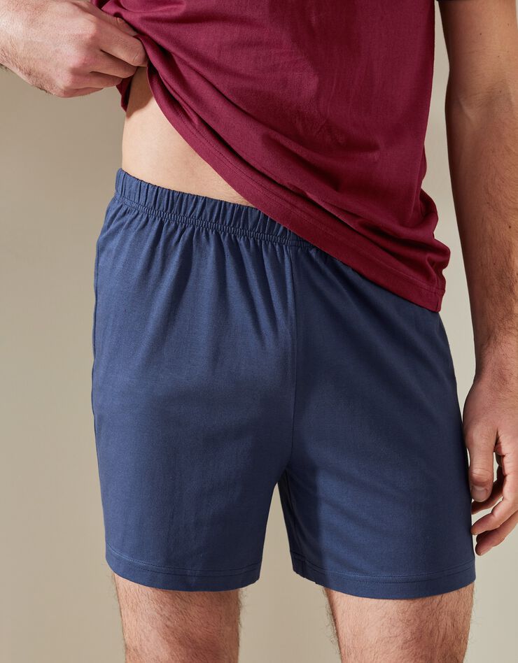 Pyjama short tricolore - lot de 2 (marine / bordeaux) Pyjama short tricolore - lot de 2 (marine / bordeaux)