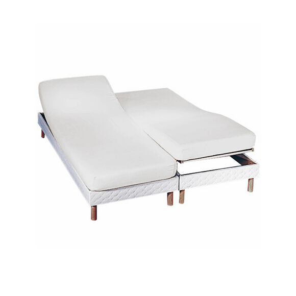 Drap-housse uni sommier articulé flanelle bonnets 26 cm (blanc)