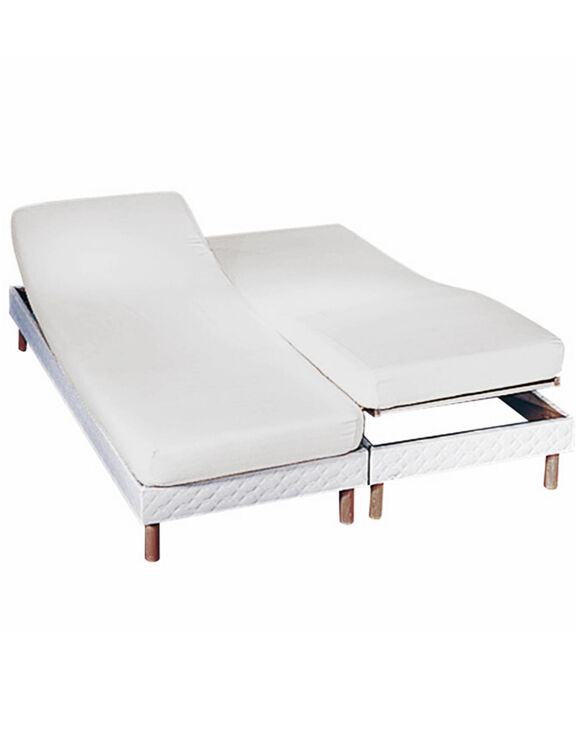 Drap-housse uni sommier articulé flanelle bonnets 26 cm (blanc)
