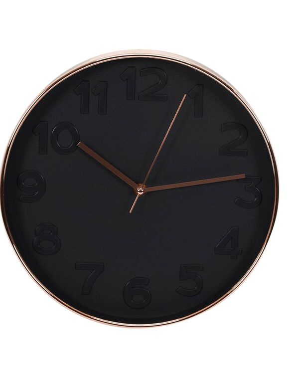 Horloge ronde, m&eacute;tal cuivr&eacute; (noir)