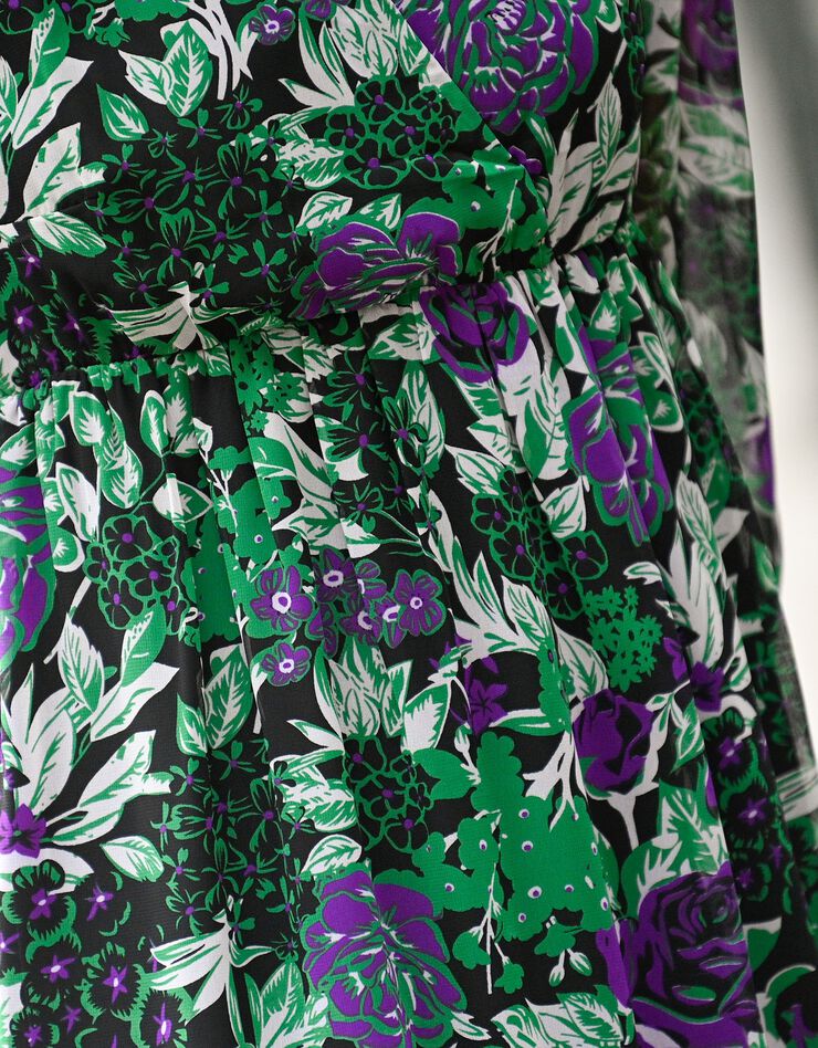 Robe cache-coeur voile imprimé (noir / vert)