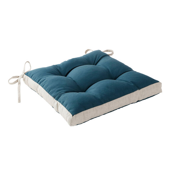 Galette de chaise bicolore - lot de 2 (bleu prusse)