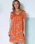 Robe courte imprimé floral, voile fils brillants (pêche / beige)