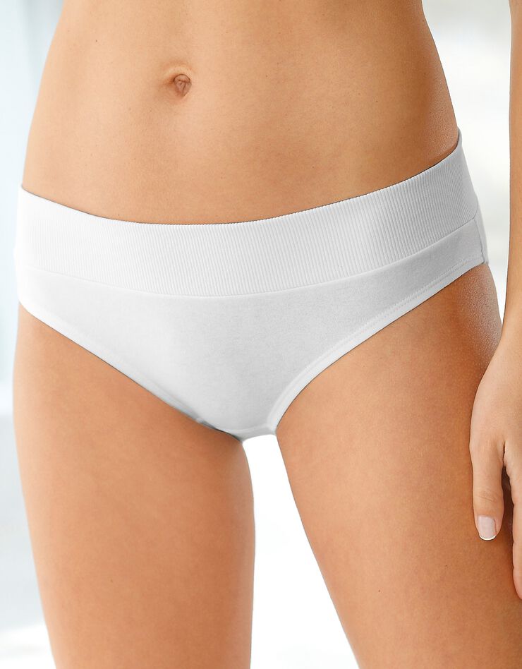 Culotte midi coton stretch ceinture confort - lot de 2 (blanc + noir) Culotte midi coton stretch ceinture confort - lot de 2 (blanc + noir)