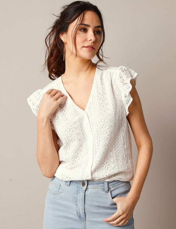 Chemisier col V dentelle (&eacute;cru)
