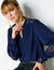 Blouse dentelle manches longues blousantes (bleu nuit)
