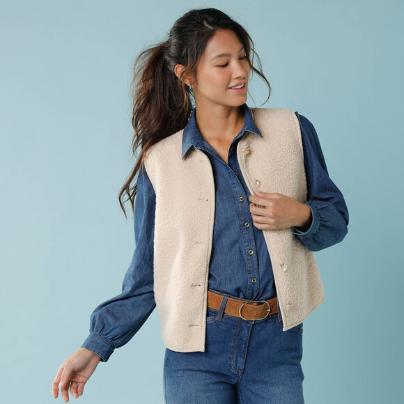 Veste sans manches maille bouclette, Sp&eacute;cial Petites (gr&egrave;ge)