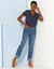 T-shirt col V dentelle (marine)