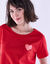 T-shirt manches courtes, imprimé placé coeurs dorés (rouge)