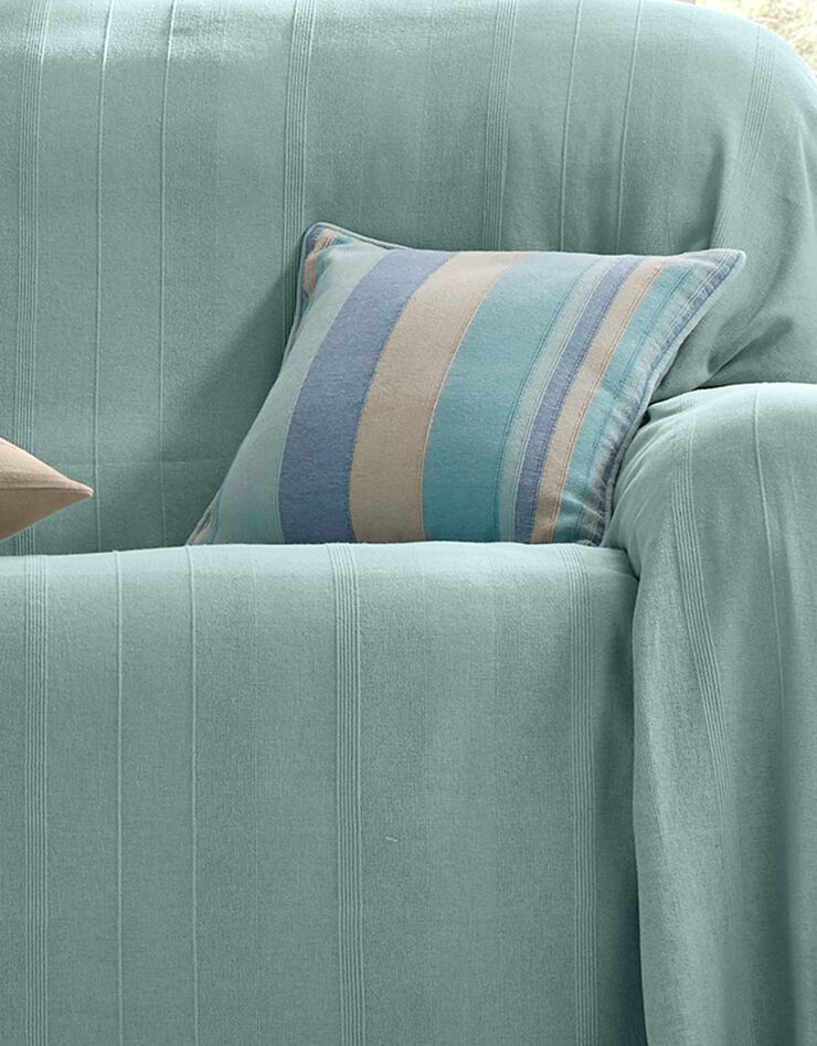 Housse coussin multicolore coton tissage artisanal - lot de 2 (céladon) Housse coussin multicolore coton tissage artisanal - lot de 2 (céladon)