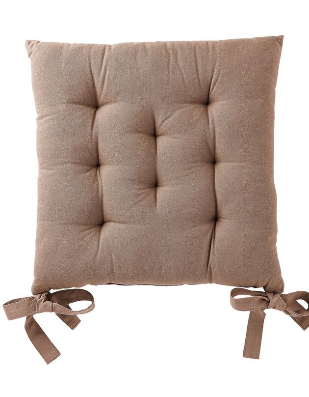 Galette de chaise carrée unie coton bachette - lot de 2 (taupe)