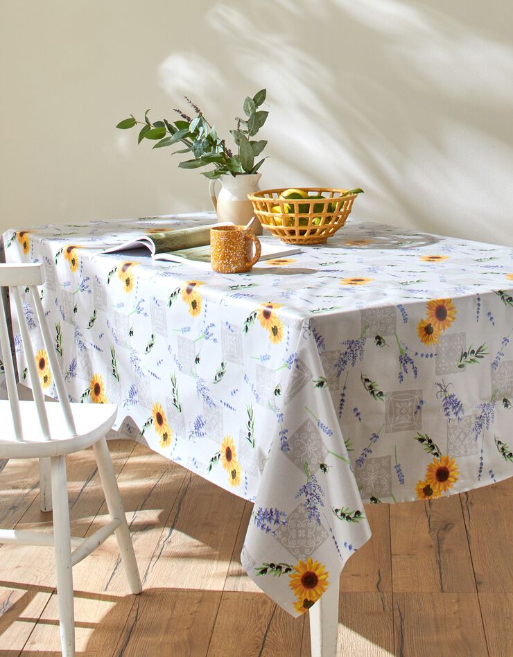 Nappe toile cirée imprimé lavande (gris / bleu)