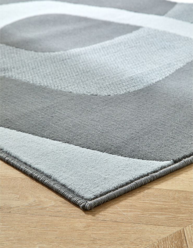 Tapis rectangulaire motif rétro (gris anthracite)