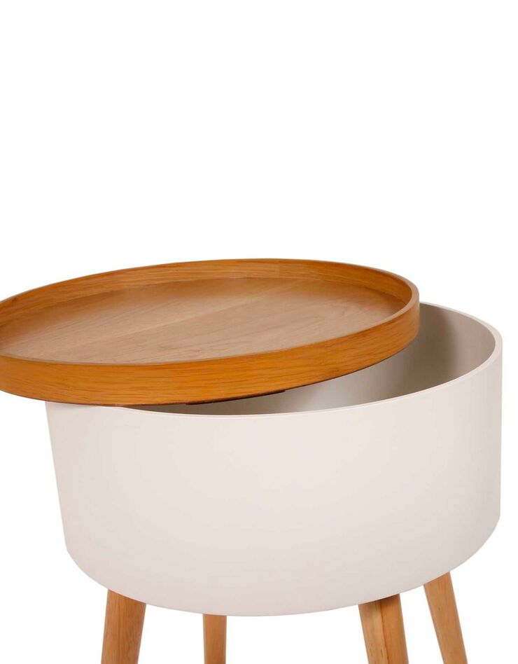 Table d’appoint-coffre bicolore (blanc)
