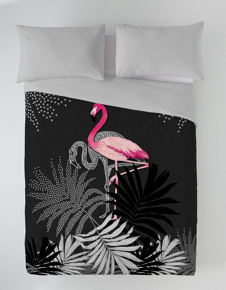Couette imprimée polyester Flamant Rose 200g/m² (noir / rose)