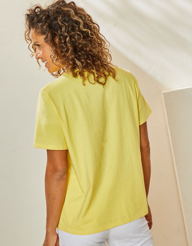Tee-shirt "loose" en coton, uni (jaune pâle)