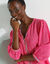 Blouse brodée en coton unie, manches 3/4 (rose)