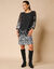 Robe housse, voile imprimé floral (noir / gris)