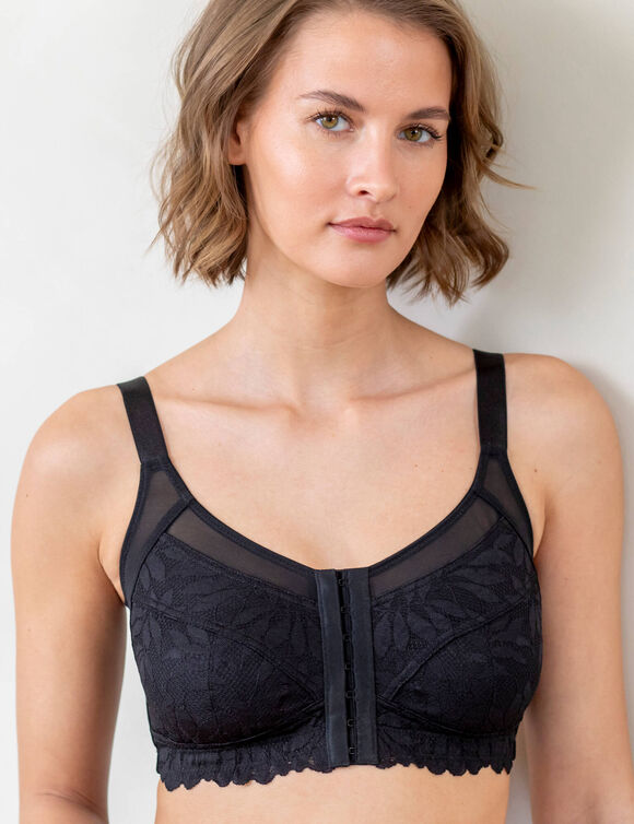 Soutien-gorge ouvert devant en dentelle  - sans armatures (noir)