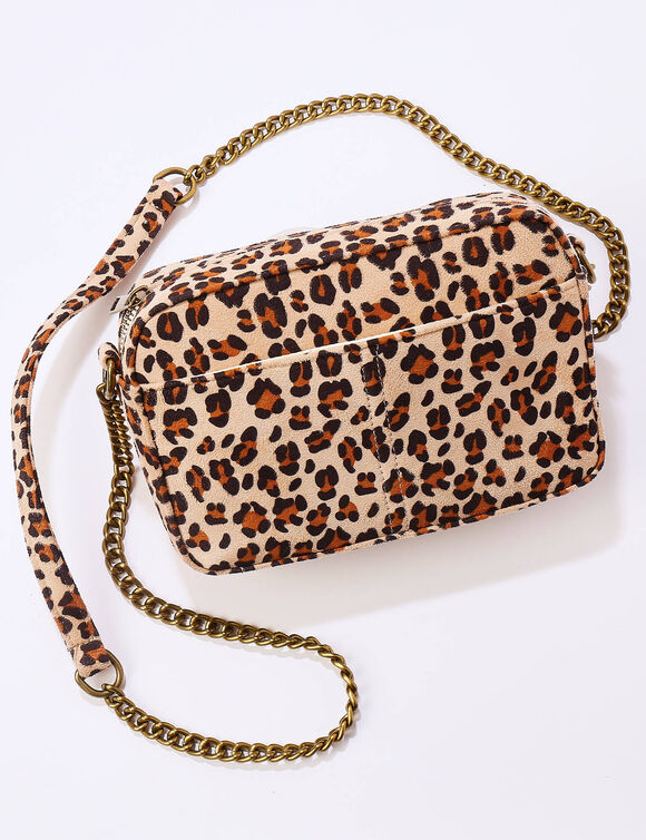 Sac avec chaîne, imprimé léopard (beige)