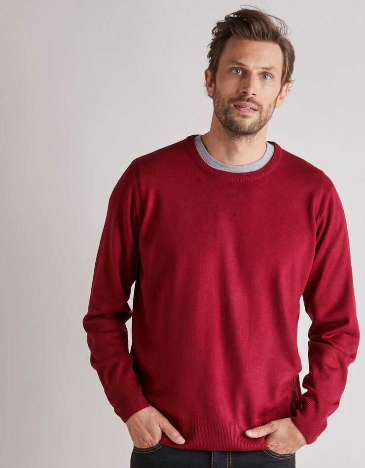 Pull uni col rond (rouge carmin)