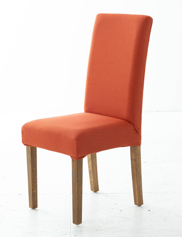Housse chaise unie bi-extensible (terracotta)